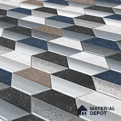 Hexagonal Wall & Floor Tile TL 07237 C Alpi 8001 GLM (Silver) 1 ft x 1 ft Ceramic Matte Finish - 9 mm  | 2 mm Spacer is Mandatory | Please Expect a Slight Variation of Pattern